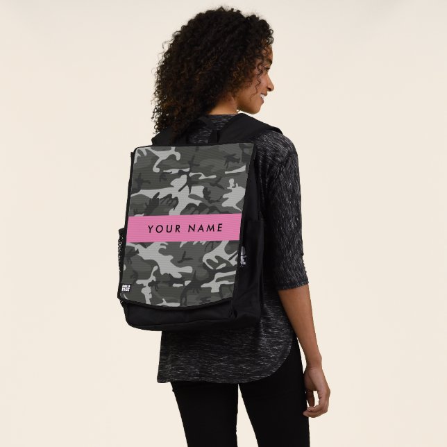 Gray Camouflage Pattern, Your name, Personalize Rucksack (Ausgewaschen)