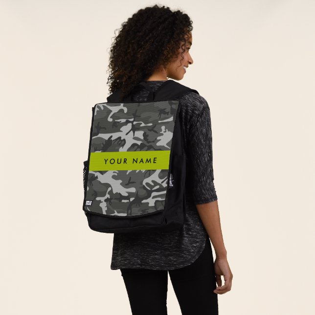 Gray Camouflage Pattern, Your name, Personalize Rucksack (Ausgewaschen)