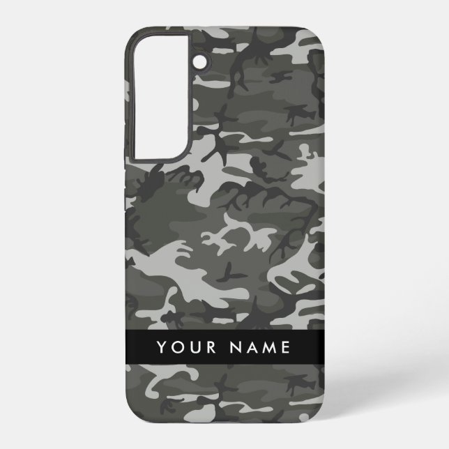 Gray Camouflage Pattern, Your name, Personalize Samsung Galaxy Hülle (Rückseite)
