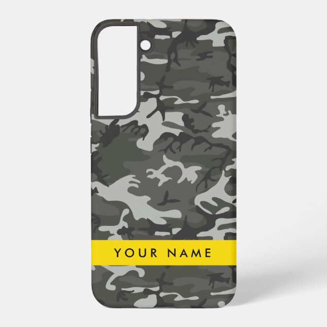 Gray Camouflage Pattern, Your name, Personalize Samsung Galaxy Hülle (Rückseite)
