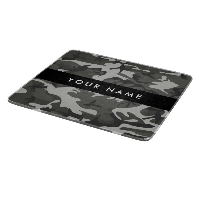 Gray Camouflage Pattern, Your name, Personalize Schneidebrett (Ecke)