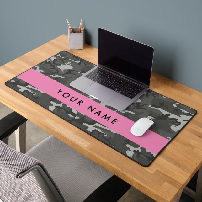 Gray Camouflage Pattern, Your name, Personalize Schreibtischunterlage (Büro 2)