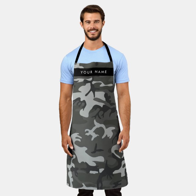 Gray Camouflage Pattern, Your name, Personalize Schürze (Getragen)