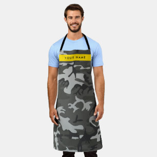 Gray Camouflage Pattern, Your name, Personalize Schürze
