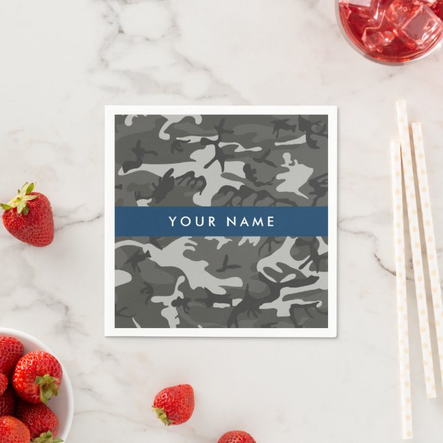 Gray Camouflage Pattern, Your name, Personalize Serviette (Beispiel)