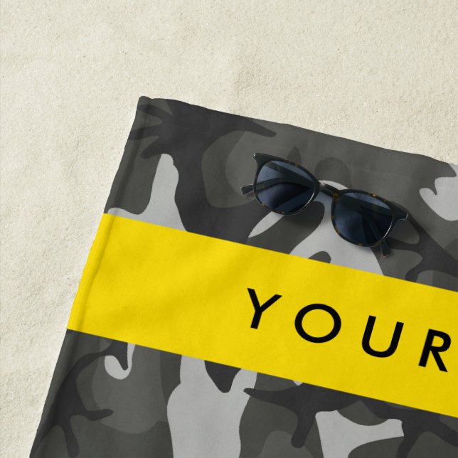 Gray Camouflage Pattern, Your name, Personalize Strandtuch (Beispiel)