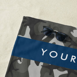 Gray Camouflage Pattern, Your name, Personalize Strandtuch