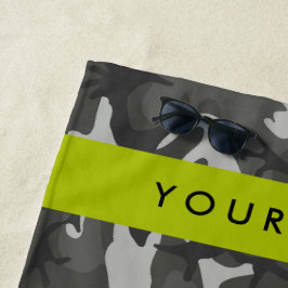 Gray Camouflage Pattern, Your name, Personalize Strandtuch