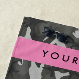 Gray Camouflage Pattern, Your name, Personalize Strandtuch
