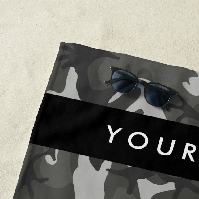 Gray Camouflage Pattern, Your name, Personalize Strandtuch (Beispiel)