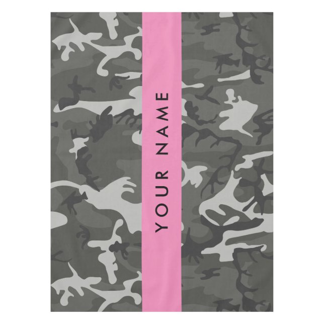 Gray Camouflage Pattern, Your name, Personalize Tischdecke (Vorderseite)