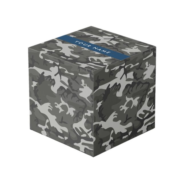 Gray Camouflage Pattern, Your name, Personalize Würfel (Vorderseite Schrägansicht)