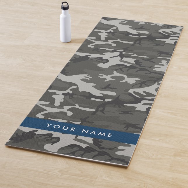 Gray Camouflage Pattern, Your name, Personalize Yogamatte (Beispiel)