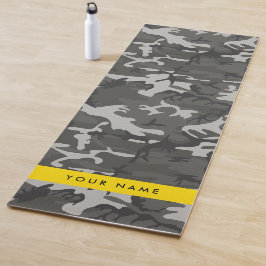 Gray Camouflage Pattern, Your name, Personalize Yogamatte