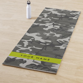 Gray Camouflage Pattern, Your name, Personalize Yogamatte