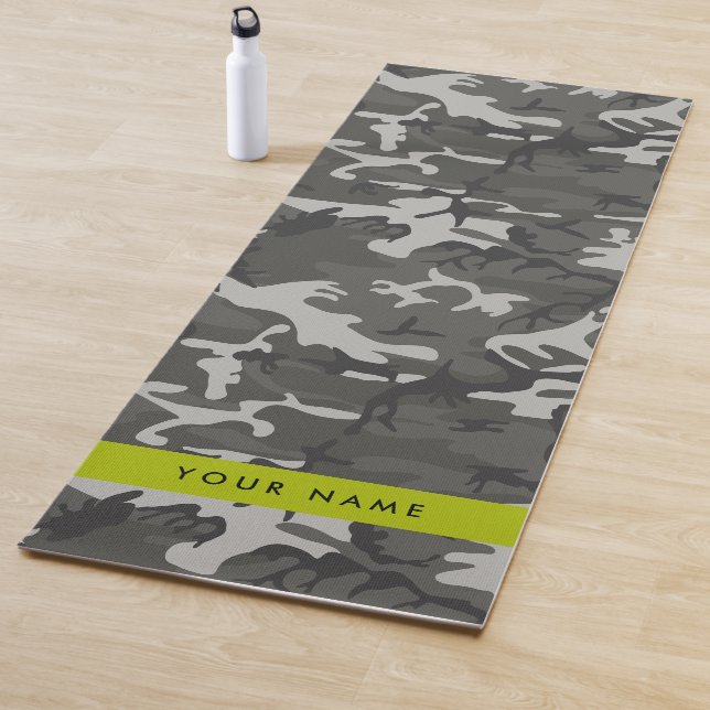 Gray Camouflage Pattern, Your name, Personalize Yogamatte (Beispiel)