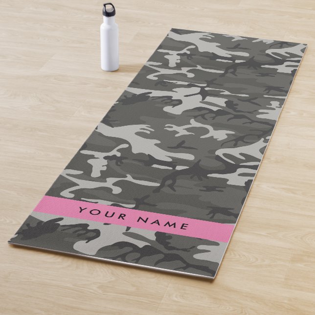 Gray Camouflage Pattern, Your name, Personalize Yogamatte (Beispiel)