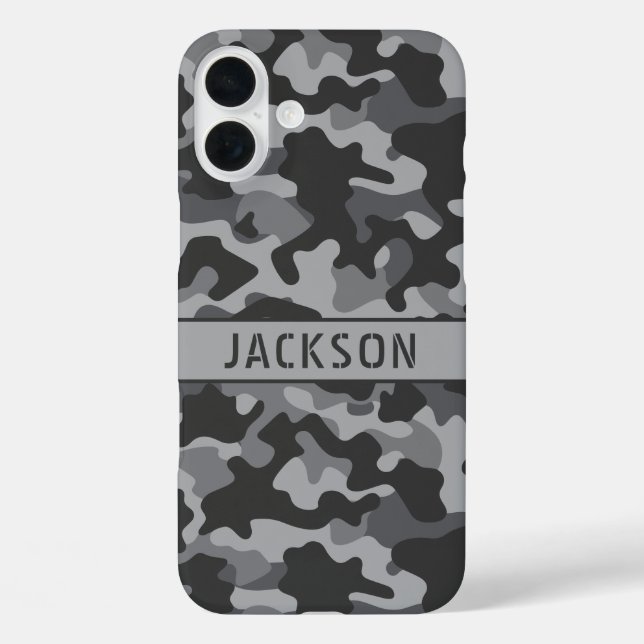 Gray Camouflage Personalized Case-Mate iPhone Hülle (Rückseite)