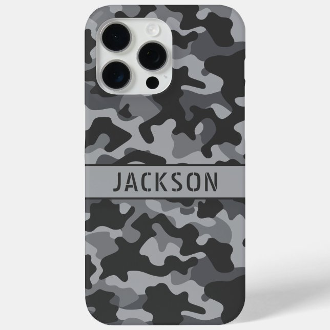 Gray Camouflage Personalized Case-Mate iPhone Hülle (Rückseite)