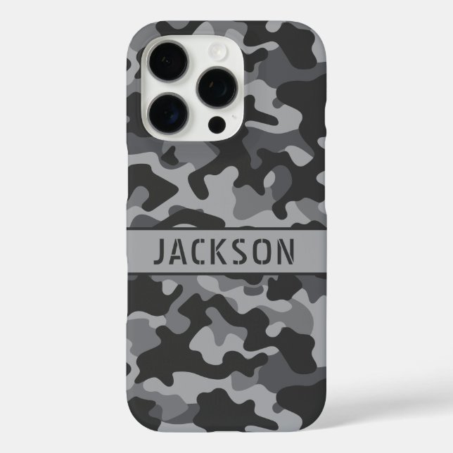 Gray Camouflage Personalized Case-Mate iPhone Hülle (Rückseite)