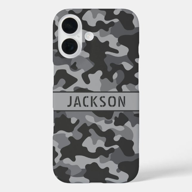 Gray Camouflage Personalized Case-Mate iPhone Hülle (Rückseite)