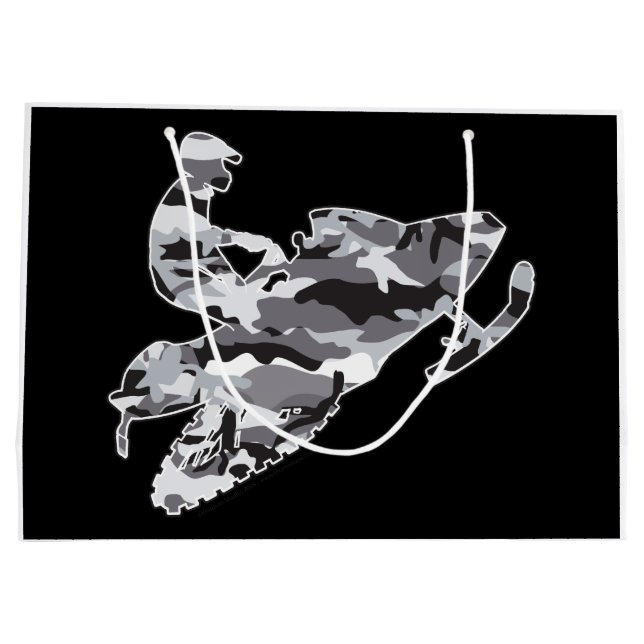 Gray Camouflage Snowmobiler Große Geschenktüte (Rückseite)