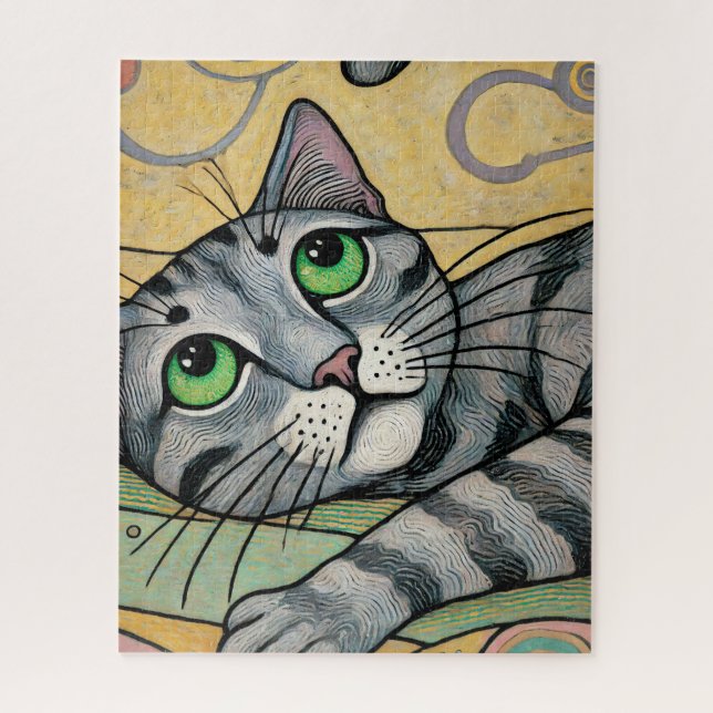 Gray Cat 500 Piece Puzzle (Vertikal)