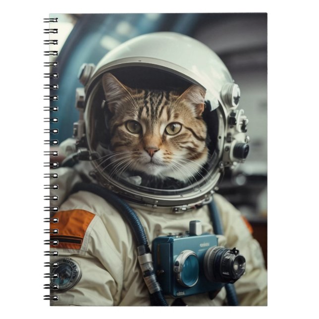 Gray Cat Astronaut im Weltraum Notizblock (Vorderseite)