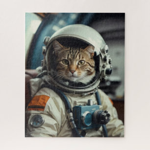 Gray Cat Astronaut im Weltraum Puzzle
