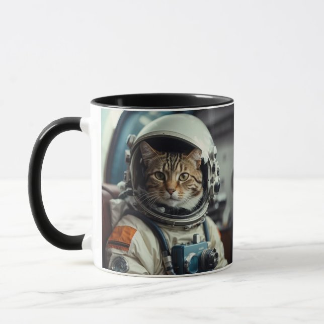 Gray Cat Astronaut im Weltraum Tasse (Links)