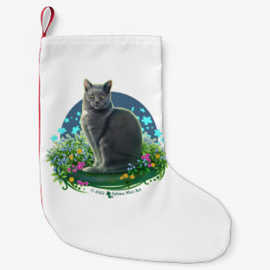 Gray Cat in the Flower Garden Kleiner Weihnachtsstrumpf