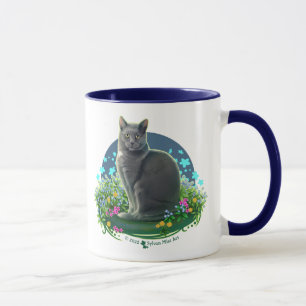 Gray Cat in the Flower Garden Tasse