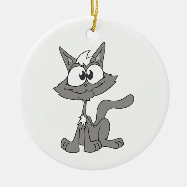 Gray Cat Keramik Ornament (Vorne)