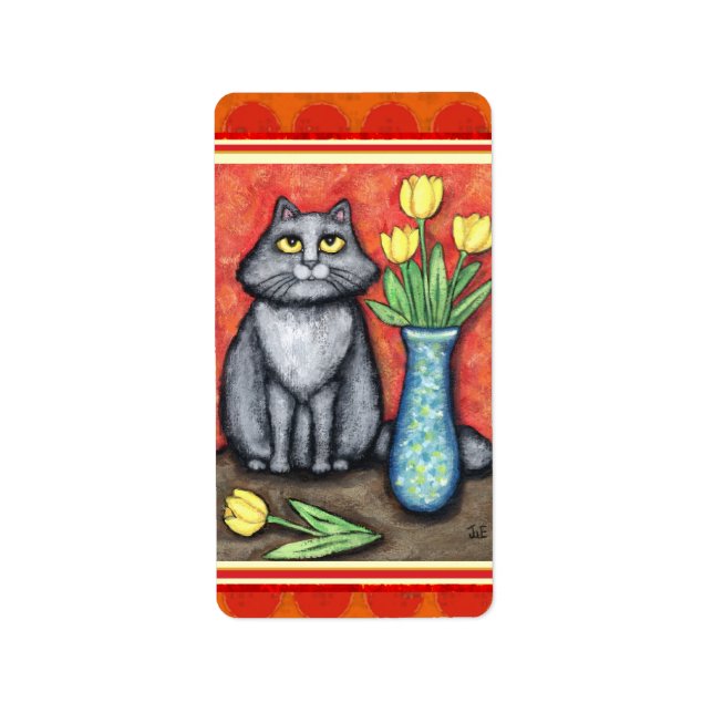 Gray Cat Lover's Sticker / Labels Adressaufkleber (Vorne)