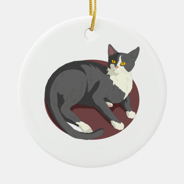 Gray Cat Lying Down Keramikornament (Vorne)