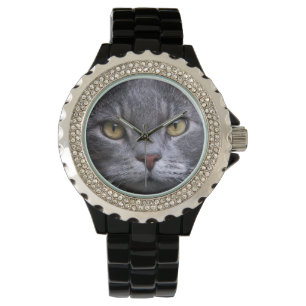 Gray Cat Portrait Armbanduhr