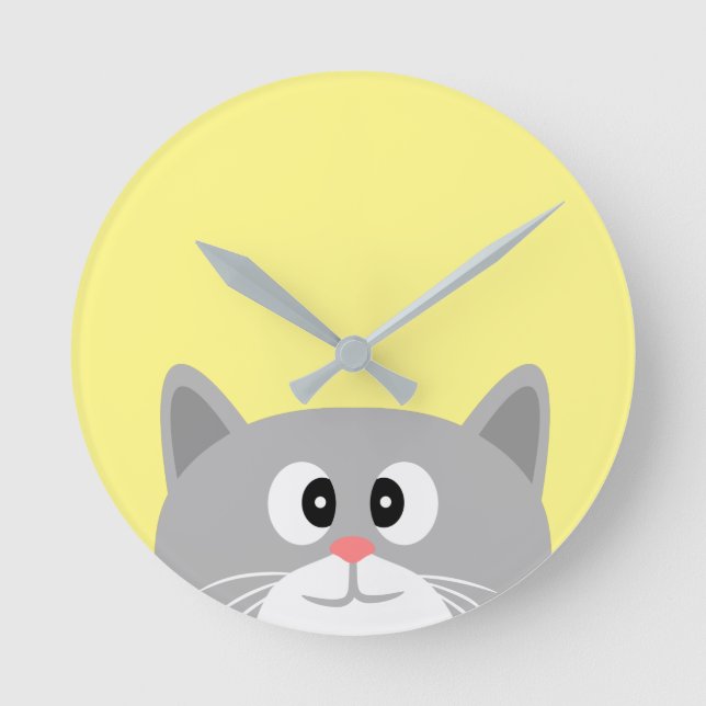 Gray Cat Runde Wanduhr (Vorderseite)