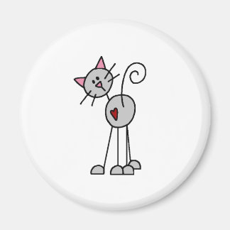 Gray Cat Strichmännchen Magnet