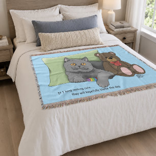 Gray Cat Teddy Bear Decke