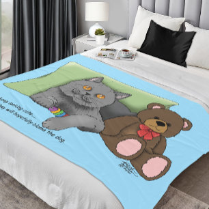 Gray Cat Teddy Bear Fleecedecke