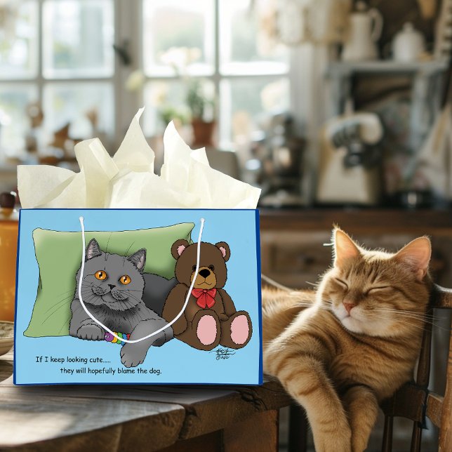 Gray Cat Teddy Bear Große Geschenktüte (Von Creator hochgeladen)