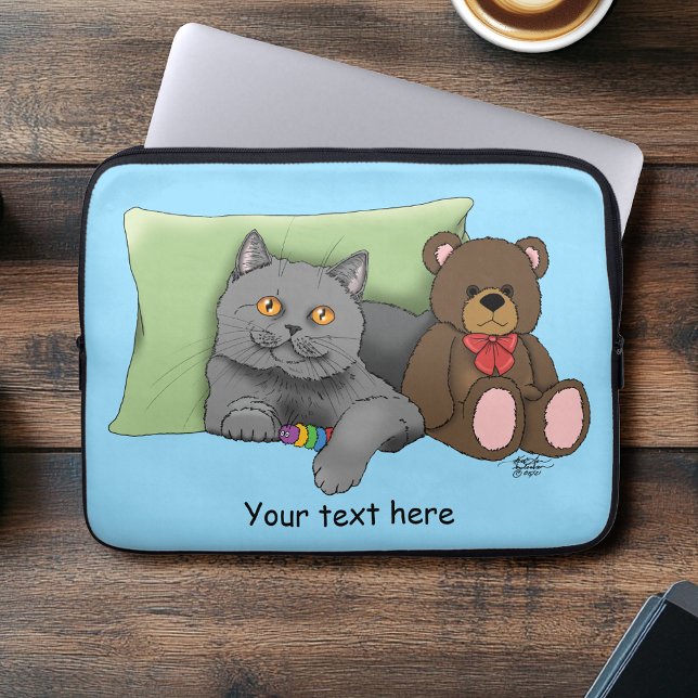 Gray Cat Teddy Bear Laptopschutzhülle (Von Creator hochgeladen)