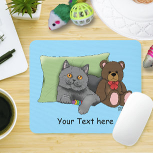 Gray Cat Teddy Bear Mousepad