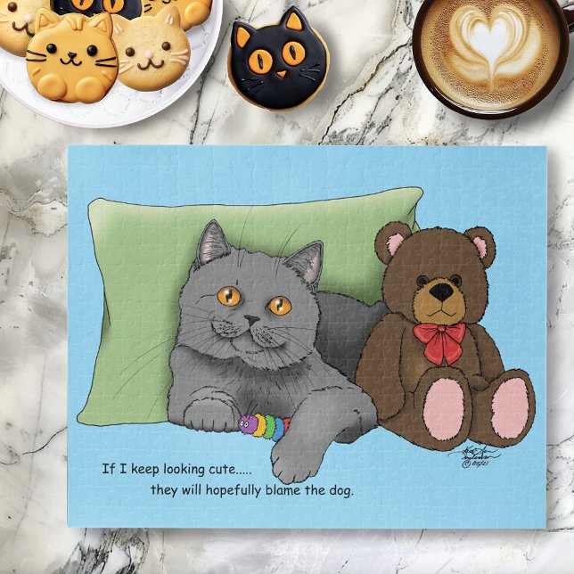 Gray Cat Teddy Bear Puzzle (Von Creator hochgeladen)