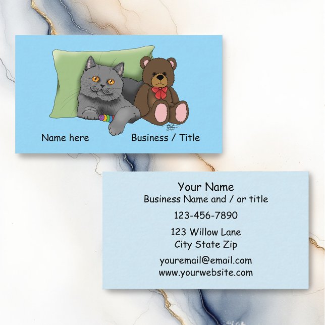 Gray Cat Teddy Bear Visitenkarte (Von Creator hochgeladen)