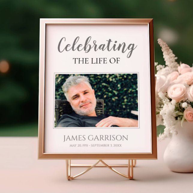 Gray Celebration of Life with Foto Funeral Poster (Von Creator hochgeladen)