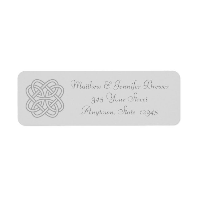 Gray Celtic Knot Thin Envelope Address Labels (Vorne)