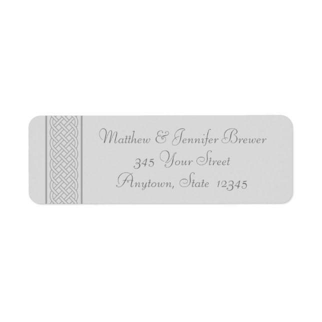Gray Celtic Knot Thin Envelope Address Labels (Vorne)
