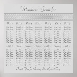 Gray Celtic Knot Wedding Reception Seating Chart Poster