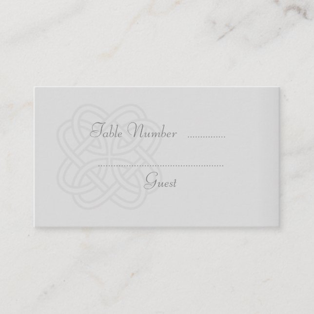 Gray Celtic Knot Wedding Table Platzkarten (Vorderseite)